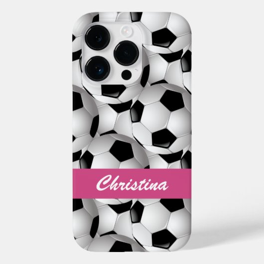 Aangepaste roze Voetbal Patroon Case-Mate iPhone Case (Achterkant)