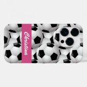 Aangepaste roze Voetbal Patroon Case-Mate iPhone Case (Achterkant (horizontaal))