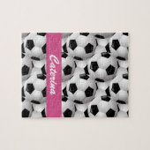 Aangepaste roze Voetbal Patroon Legpuzzel (Horizontaal)