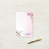 Aangepaste roze Waterverf bloemen Post-it® Notes (Op bureau)
