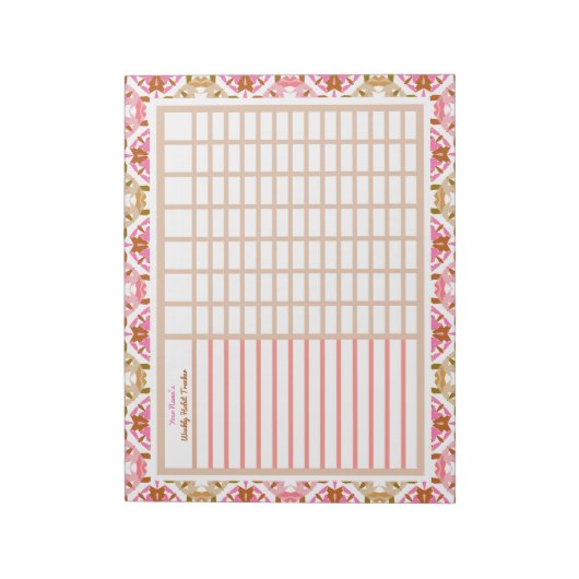 Aangepaste Roze Weekly Habit Goals Tracker Planner Notitieblok (Gedraaid)