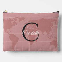 Aangepaste Roze Wereldkaart Monogram Naam Luxe