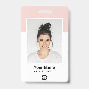 Aangepaste Roze Werknemer Grote Foto Logo Naam Badge