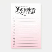Aangepaste roze winkellijst post-it® notes (Voorkant)