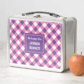 Aangepaste Roze Wit Paarse geruite Patroon Kindere (In situ)