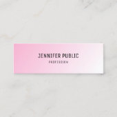 Aangepaste roze witte moderne, eenvoudige Sjabloon Mini Visitekaartje (Voorkant)