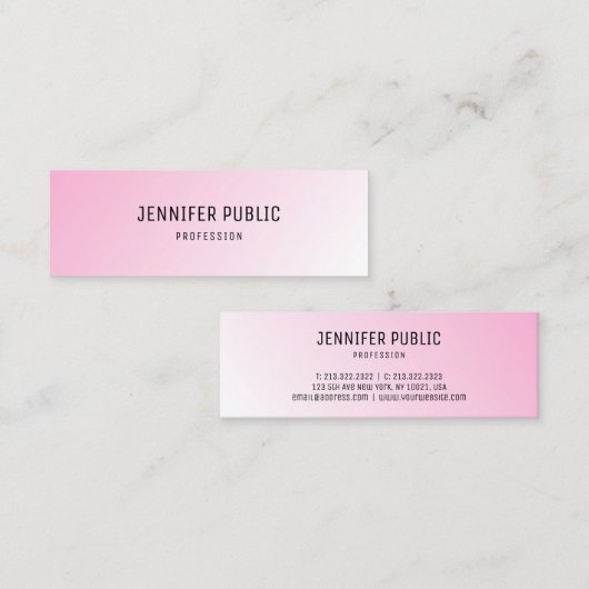 Aangepaste roze witte moderne, eenvoudige Sjabloon Mini Visitekaartje (Voorkant / Achterkant)