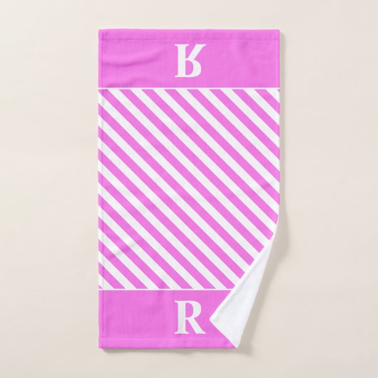 Aangepaste roze/witte strepen badhanddoek set bad handdoek (Handdoek)