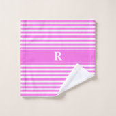 Aangepaste roze/witte strepen badhanddoek set bad handdoek (Wasdoekje)