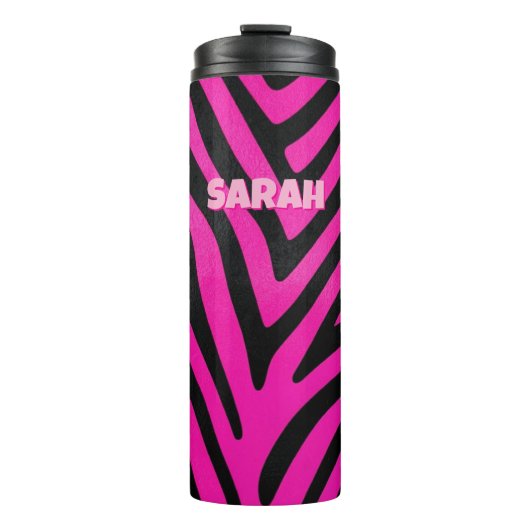 Aangepaste Roze Zebraprint Thermosbeker (Voorkant)