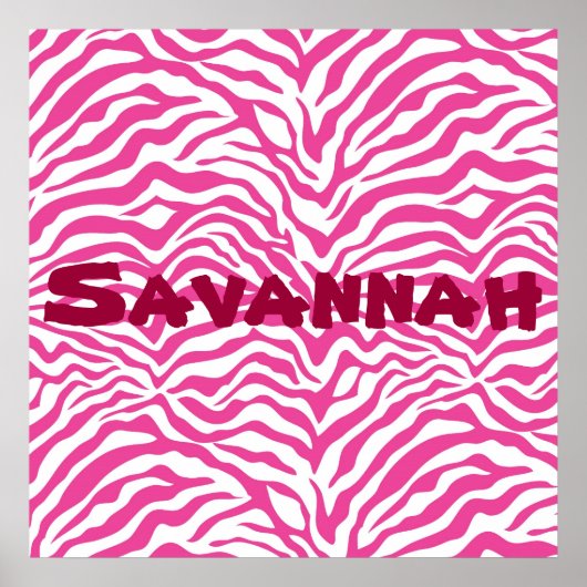 Aangepaste roze zebrastripes - Wilde dierlijke afd Poster (Voorkant)