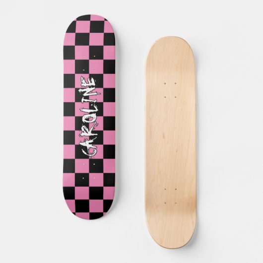 Aangepaste Roze Zwart Abstracte Geometrische Kunst Skateboard (Voorkant)