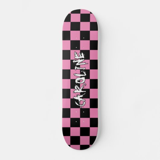 Aangepaste Roze Zwart Abstracte Geometrische Kunst Skateboard (Voorkant)