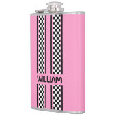 Aangepaste roze & zwart Race Sport Stripe Heupfles (Links)