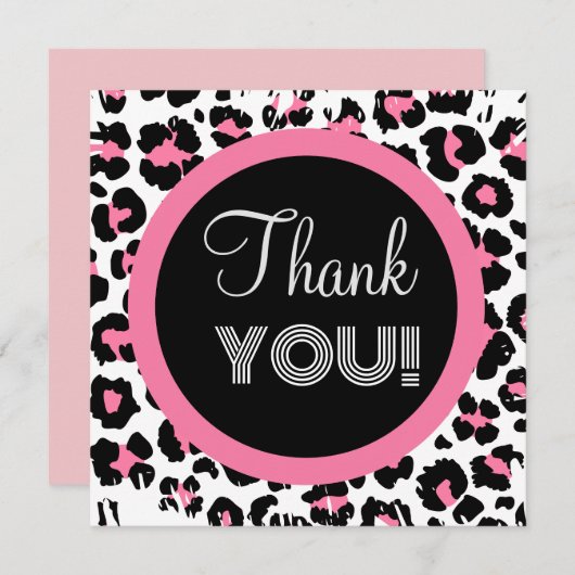 Aangepaste roze zwarte en witte Cheetah afdrukken Bedankkaart (Voorkant / Achterkant)