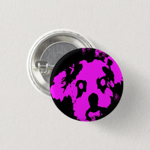 Aangepaste roze zwarte hond, kleine ronde Button