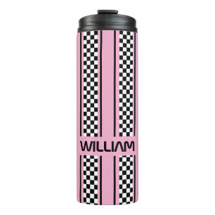 Aangepaste Roze Zwarte Race Sport Streep Thermosbeker