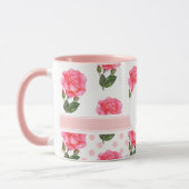 Aangepaste Rozen Polka Dot Monogram Cirkel Mok (Links)