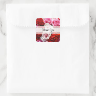 Aangepaste Rozen voor "bedankt" Vierkante Stickers