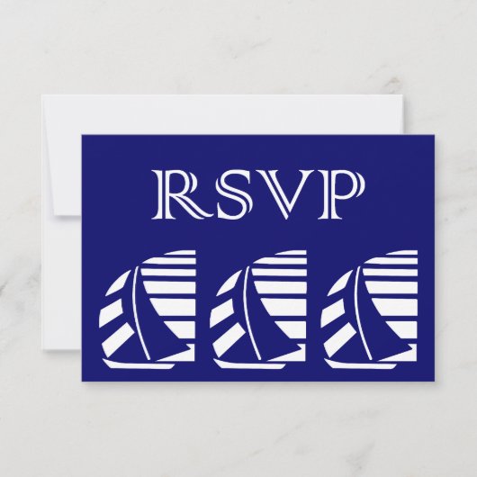 Aangepaste RSVP Blue White-zeilboot Kaart (Voorkant)