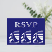 Aangepaste RSVP Blue White-zeilboot Kaart (Staand voorkant)