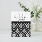 Aangepaste RSVP Damask bruiloft Briefkaart (Staand voorkant)