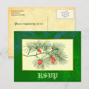 Aangepaste RSVP Holiday Green Pine Briefkaart