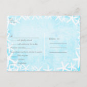 Aangepaste RSVP van gekleurde Starfish Aqua Blue P Uitnodiging Briefkaart (Achterkant)