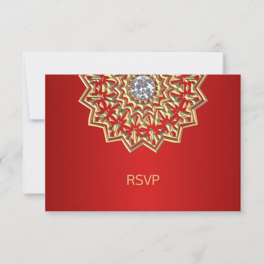 Aangepaste Ruby RODE Gouden Indiase Mandala RSVP H Kaart (Voorkant)