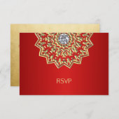 Aangepaste Ruby RODE Gouden Indiase Mandala RSVP H Kaart (Voorkant / Achterkant)