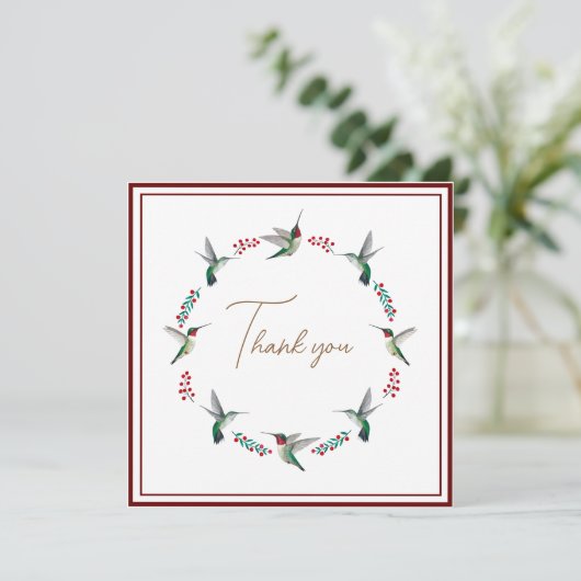 Aangepaste Ruby-throated kolibries Dank u kaart (Staand voorkant)