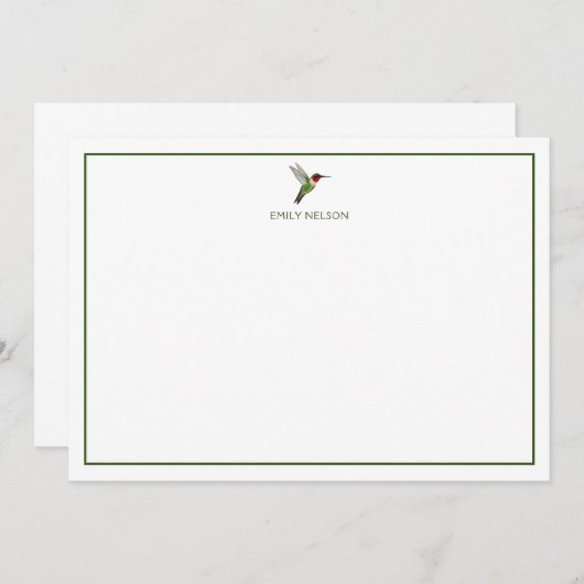 Aangepaste ruby-thromingbird Note Kaart Notitiekaartje (Voorkant / Achterkant)