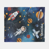 Aangepaste ruimte en astronaut fleece deken (Voorkant (Horizontaal))