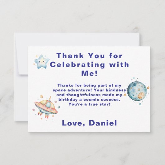 Aangepaste Ruimtevaarder Ruimtevaart Thema Dankjew Bedankkaart (Voorkant)