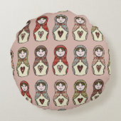 Aangepaste Russische Doll Matryoshka Round Cushion Rond Kussen (Achterkant)