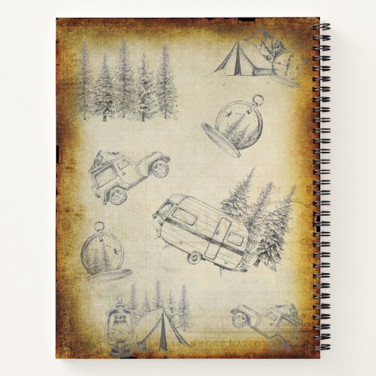 Aangepaste Rustic Adventure Camping Notitieboek (Achterkant)