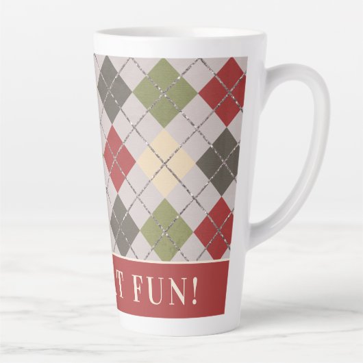 Aangepaste Rustic Argyle kerstvakantie patroon Latte Mok (Rechts)