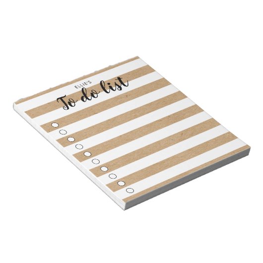 Aangepaste Rustic Kraft Striped to Do List Notitieblok (Schuin)