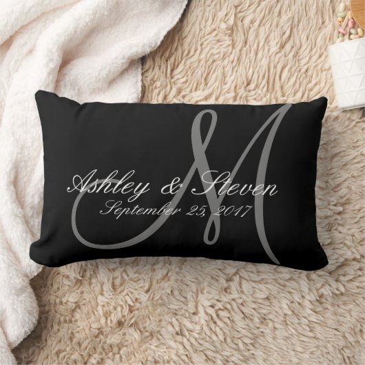 Aangepaste Rustic Linen look Monogram Lumbar Pillo Kussen (Deken)