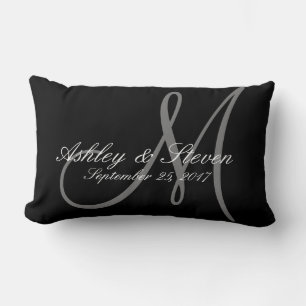 Aangepaste Rustic Linen look Monogram Lumbar Pillo Kussen