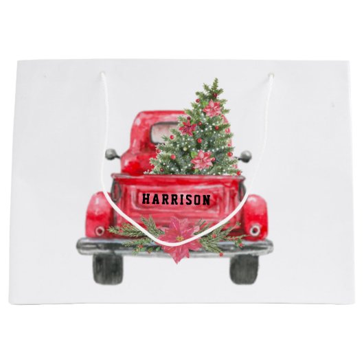 Aangepaste Rustic Red Truck Familienaam Groot Cadeauzakje (Voorkant)
