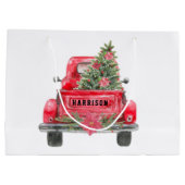 Aangepaste Rustic Red Truck Familienaam Groot Cadeauzakje (Achterkant)