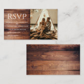 Aangepaste Rustic RSVP-fotokaart Informatiekaartje (Voorkant / Achterkant)