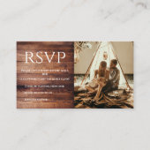 Aangepaste Rustic RSVP-fotokaart Informatiekaartje (Voorkant)