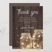 Aangepaste Rustic Wedding Wood Barn Lighting Mason Bedankkaart (Voorkant / Achterkant)