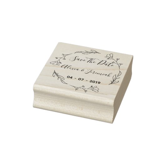 Aangepaste rustieke bloemen opslaan van de datum 	rubberstempel (Stempel)