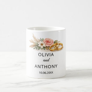 Aangepaste Rustieke Boho Bloemige Trouwcadeau Name Koffiemok