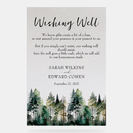 Aangepaste rustieke bos bruiloft wensen goed teken acryl bord (Voorkant)