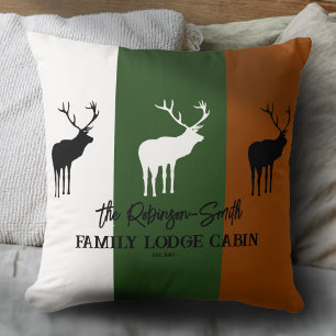 Aangepaste Rustieke Bruin Groen Wit Elk Silhouet Kussen
