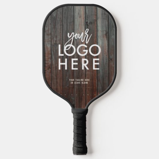 Aangepaste rustieke Business Logo Dark Barn Wood Pickleball Paddle (Voorkant)